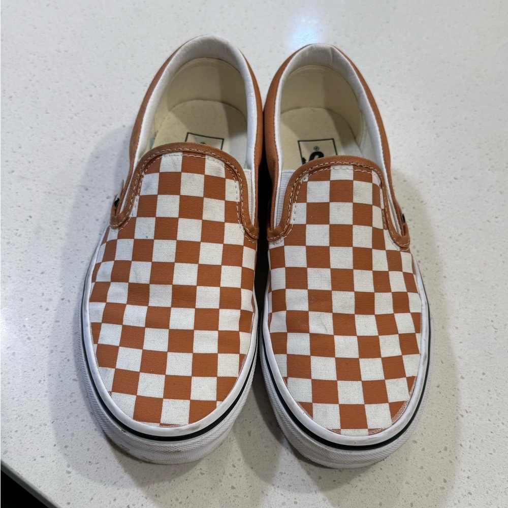 Burnt Orange Checker Vans (almost new)
